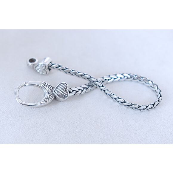 Brighton Silver Plated Reversible Hook Chain Bracelet Heart Clasp Retired - Picture 4 of 5